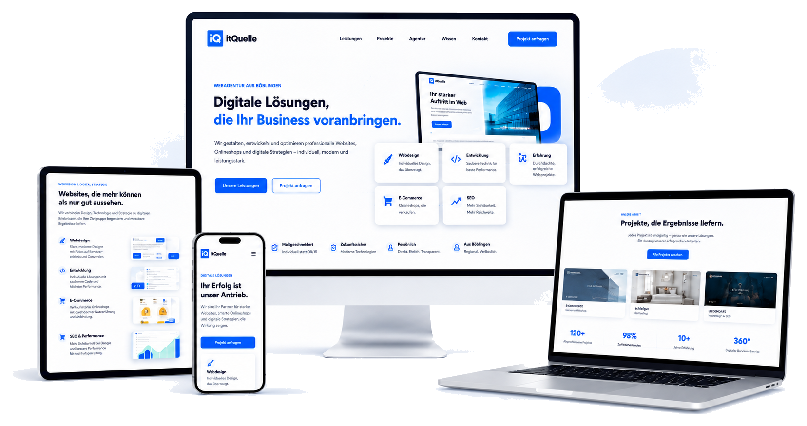itQuelle Webdesign auf Desktop, Laptop, Tablet und Smartphone