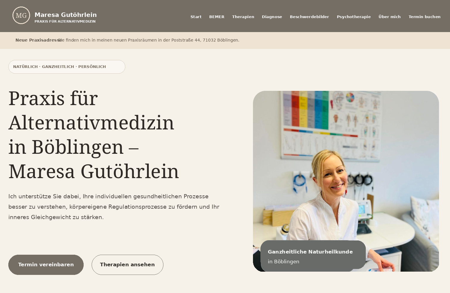 Startseite von heilpraktikerin-boeblingen.de