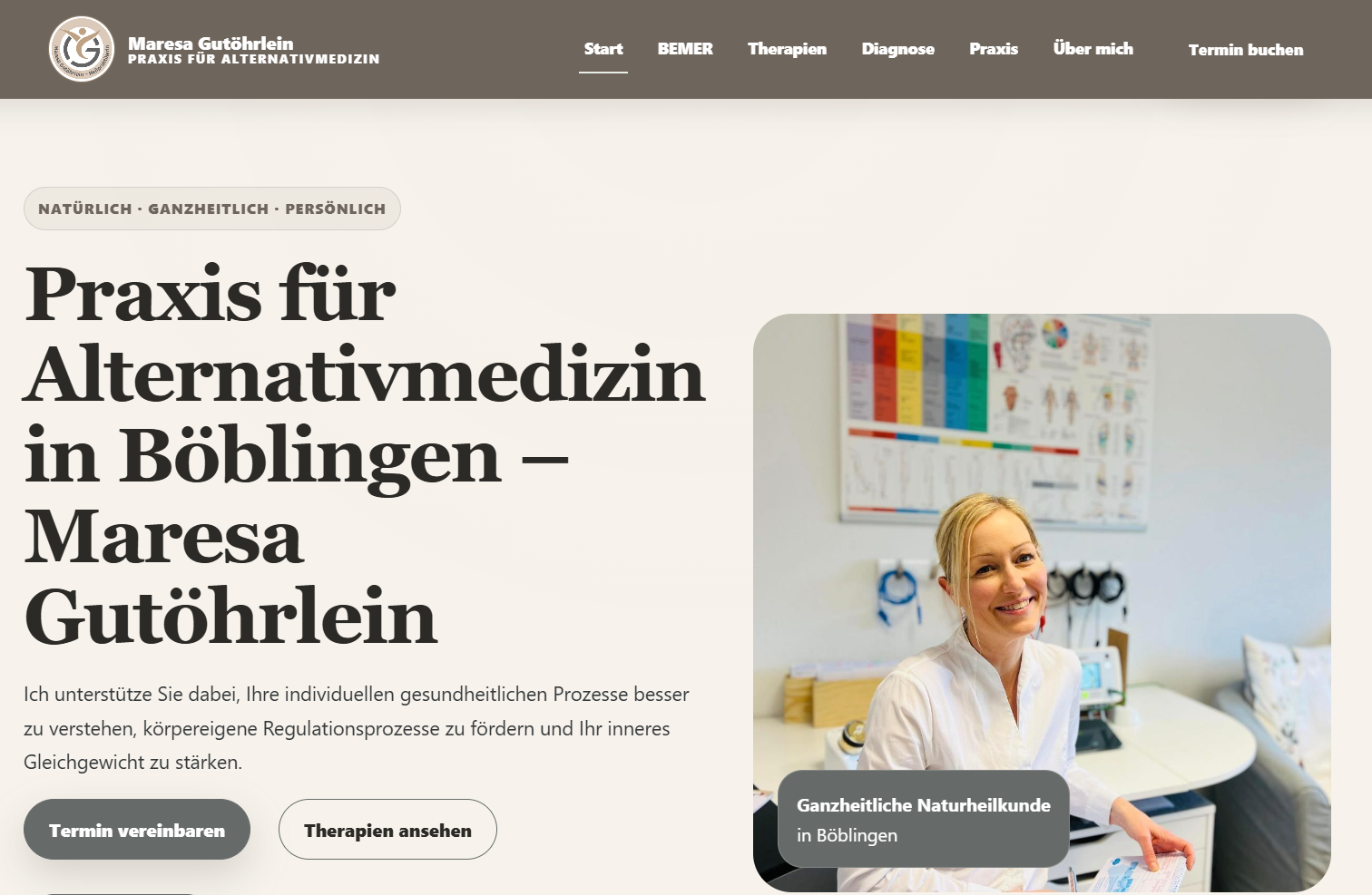 Startseite von heilpraktikerin-boeblingen.de