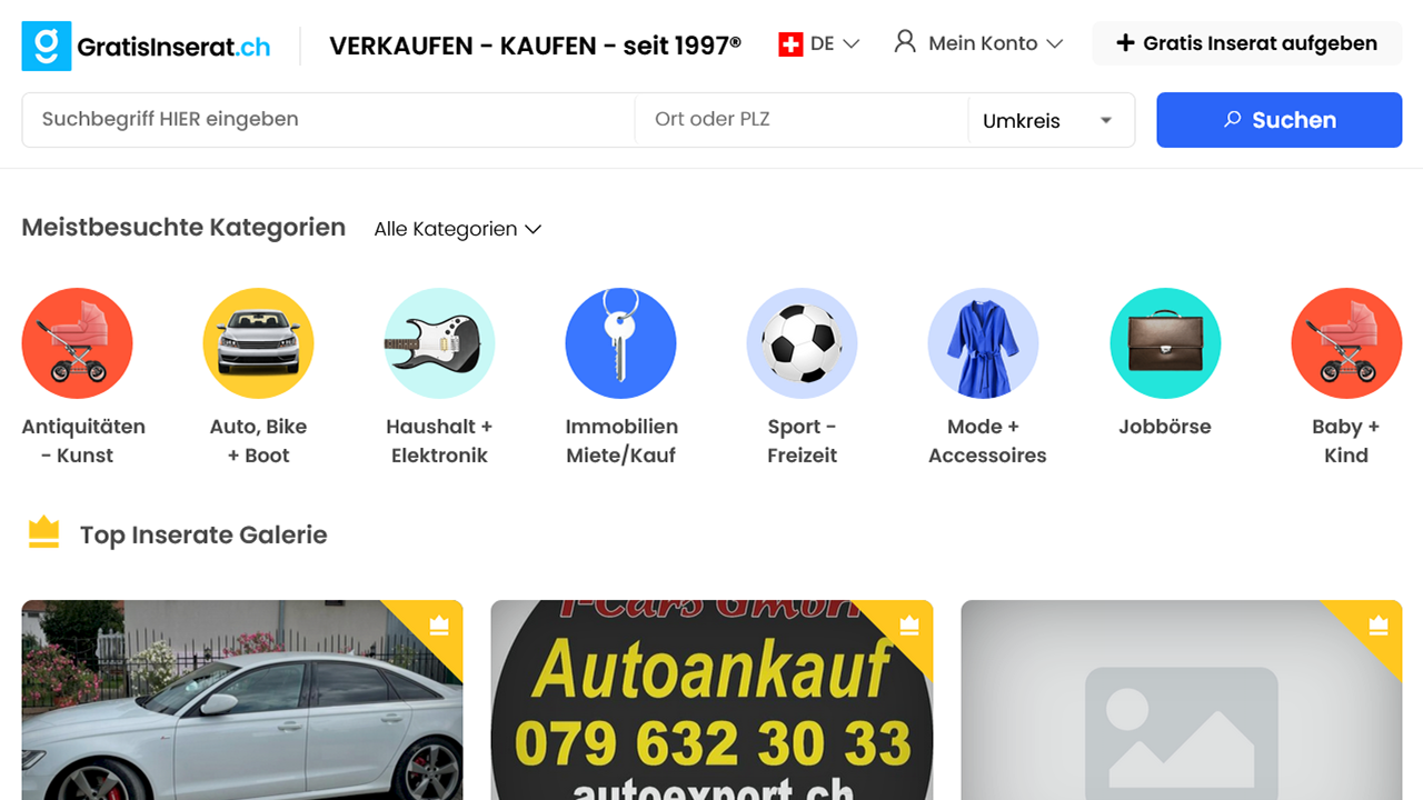 Gratisinserat.ch - Kleinanzeigenportal